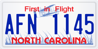 NC license plate AFN1145