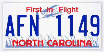NC license plate AFN1149
