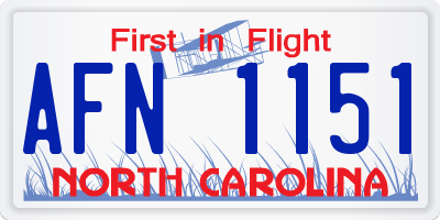 NC license plate AFN1151