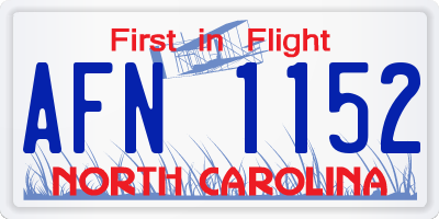 NC license plate AFN1152