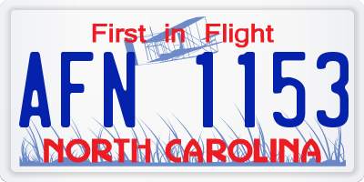 NC license plate AFN1153