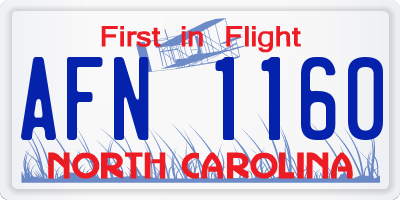 NC license plate AFN1160