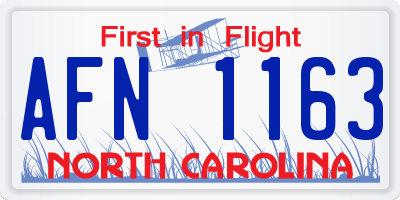 NC license plate AFN1163
