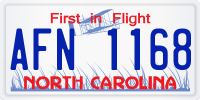 NC license plate AFN1168