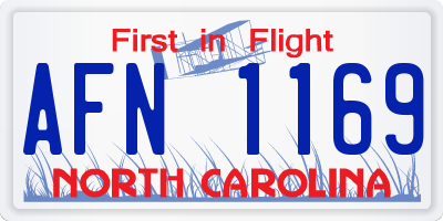 NC license plate AFN1169