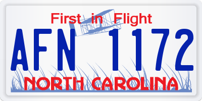 NC license plate AFN1172