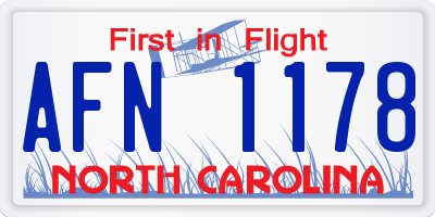 NC license plate AFN1178