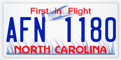 NC license plate AFN1180