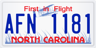 NC license plate AFN1181
