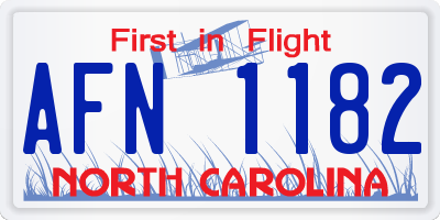 NC license plate AFN1182
