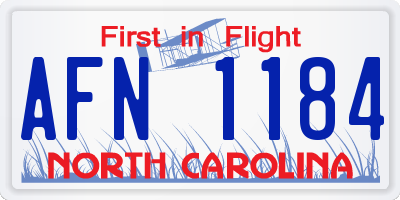 NC license plate AFN1184
