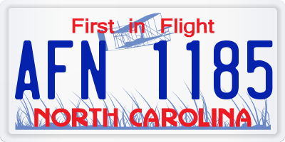 NC license plate AFN1185