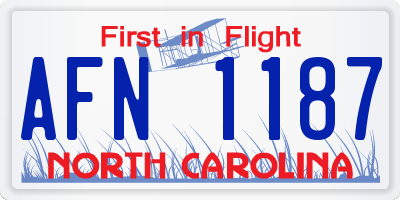 NC license plate AFN1187