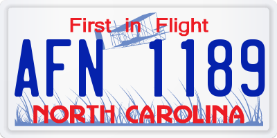 NC license plate AFN1189