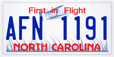 NC license plate AFN1191