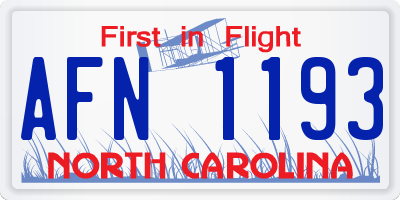 NC license plate AFN1193