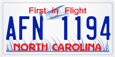 NC license plate AFN1194