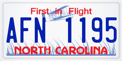 NC license plate AFN1195