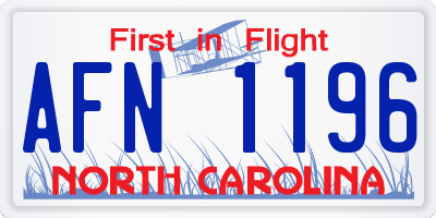 NC license plate AFN1196