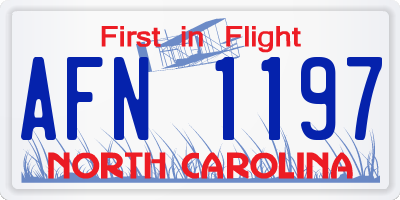 NC license plate AFN1197