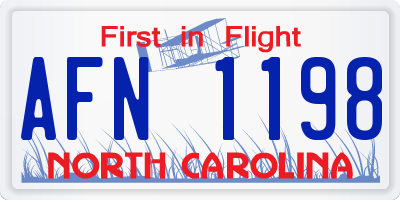 NC license plate AFN1198