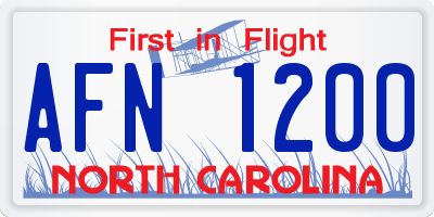 NC license plate AFN1200