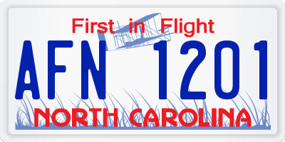 NC license plate AFN1201