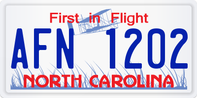 NC license plate AFN1202