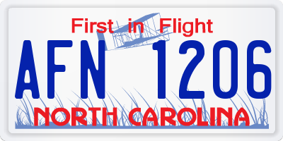 NC license plate AFN1206