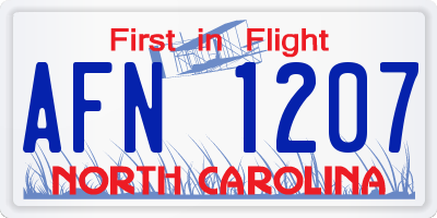 NC license plate AFN1207