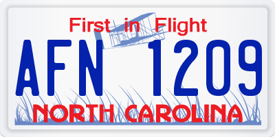 NC license plate AFN1209