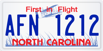 NC license plate AFN1212
