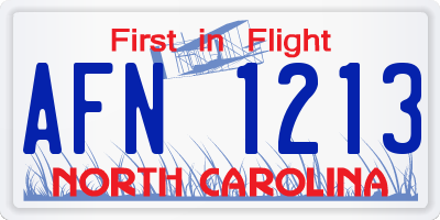 NC license plate AFN1213