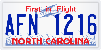 NC license plate AFN1216