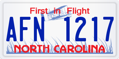 NC license plate AFN1217