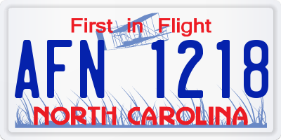 NC license plate AFN1218
