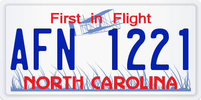 NC license plate AFN1221