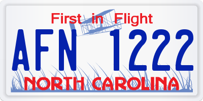 NC license plate AFN1222