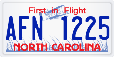 NC license plate AFN1225