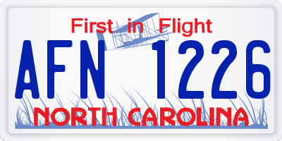 NC license plate AFN1226