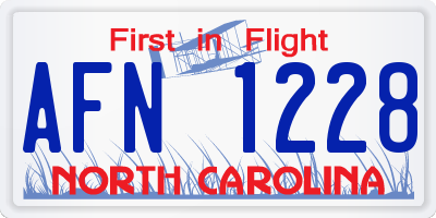 NC license plate AFN1228