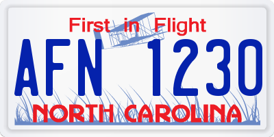 NC license plate AFN1230