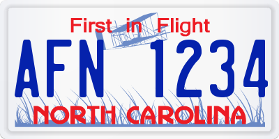 NC license plate AFN1234