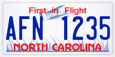 NC license plate AFN1235