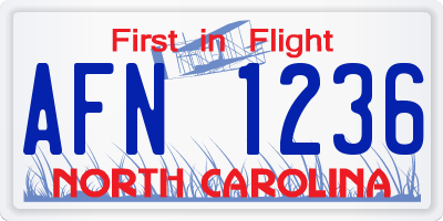 NC license plate AFN1236