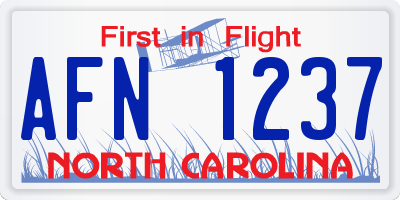 NC license plate AFN1237