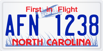 NC license plate AFN1238