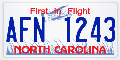 NC license plate AFN1243