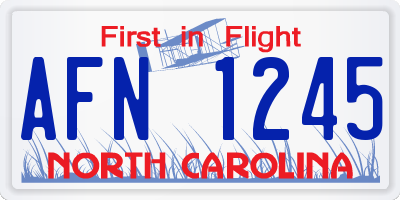 NC license plate AFN1245