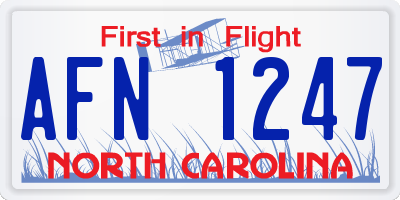 NC license plate AFN1247